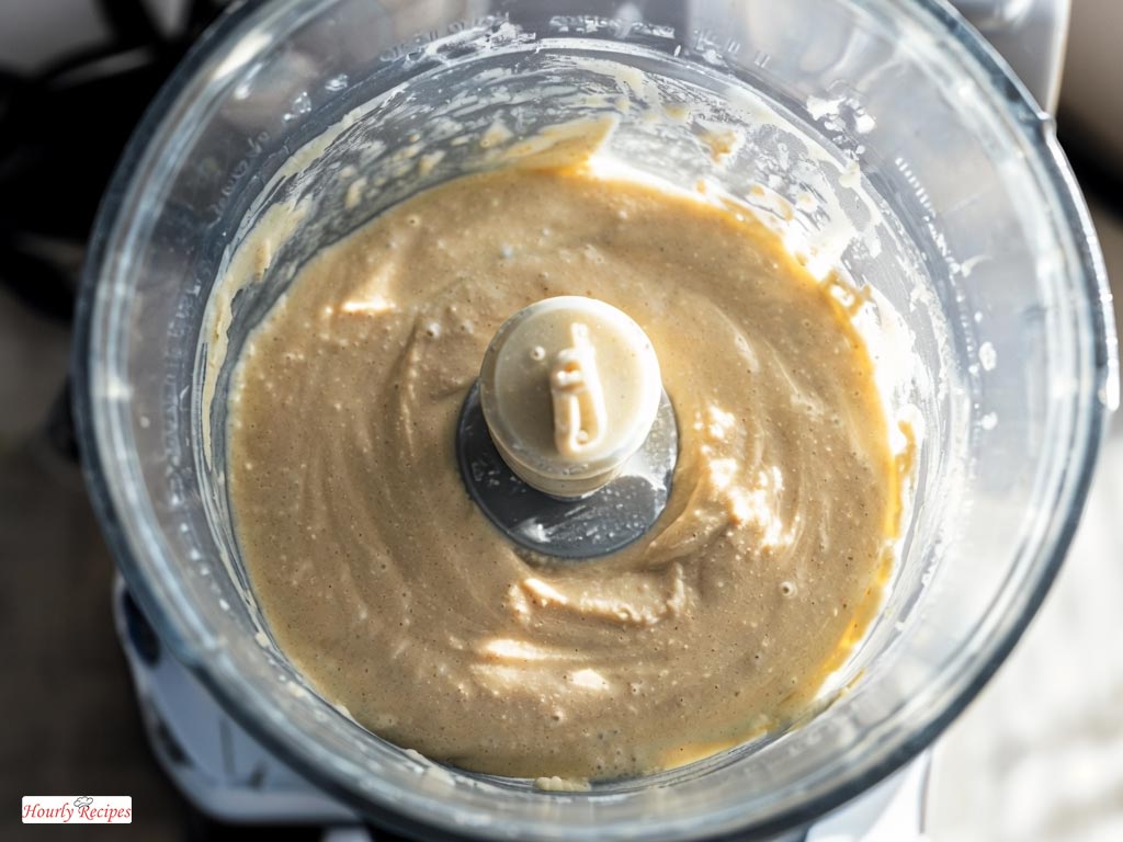 An engaging photo of a blender filled with protein pancake batter, demonstrating the blending process for a fluffy breakfast treat.